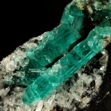Beryl (variety emerald), Albite (variety cleavelandite)
190x35x115mm, longest xl=32mm
(Autor: Fiebre Verde)