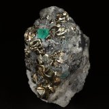 Beryl (variety emerald), Pyrite, Calcite
35mm x 38mm x 37mm, xl=5mm
(Autor: Fiebre Verde)