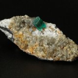 Beryl (variety emerald), Albite (variety cleavelandite), Calcite, Pyrite
51x18x21mm, xl=5mm
(Autor: Fiebre Verde)
