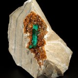 Beryl (variety emerald), Albite (variety cleavelandite), Dolomite, Pyrite
50x67x50mm, main xl=18mm
(Autor: Fiebre Verde)