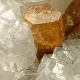 Beryl (variety emerald), Calcite, Parisite
Detail - H=5mm
(Autor: Fiebre Verde)