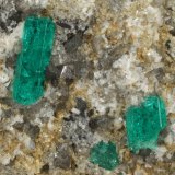 Beryl (variety emerald), Albite (variety cleavelandite), Calcite, Dolomite, Pyrite
72x71x23mm, xl=14mm
(Autor: Fiebre Verde)