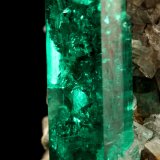 Beryl (variety emerald), Calcite, Pyrite, Albite (variety cleavelandite)
22x21x30mm, xl=14mm
(Autor: Fiebre Verde)