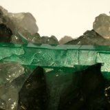 Beryl (variety emerald), Calcite, Quartz
Detail - FOV=3.5cm
(Autor: Fiebre Verde)