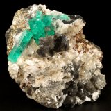 Beryl (variety emerald), Calcite, Dolomite, Pyrite
60x57x28mm, xls=20mm &amp; 16mm
(Autor: Fiebre Verde)