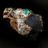Beryl (variety emerald), Calcite, Pyrite, Goethite
77 x 65 x 42 mm, xl=14 x 8 mm
(Autor: Fiebre Verde)