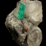 Beryl (variety emerald), Calcite, Pyrite
26x17x30mm, xl=9x2mm
(Autor: Fiebre Verde)