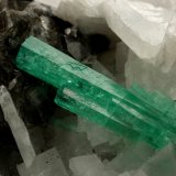 Beryl (variety emerald), Calcite
51x46x46mm, cluster=20mm
(Autor: Fiebre Verde)