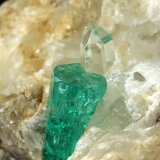 Beryl (variety emerald), Calcite, Quartz
52x32x40mm, main xl=10mm
(Autor: Fiebre Verde)