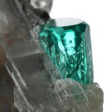Beryl (variety emerald), Calcite
33x26x18mm (calcite xl), xls=8.5 &amp; 4mm
(Autor: Fiebre Verde)