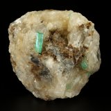 Beryl (variety emerald), Calcite
67x75x65mm, main xl=14mm
(Autor: Fiebre Verde)