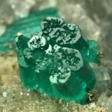 Beryl (variety emerald), Calcite, Pyrite
42x48x20mm - Detail
(Autor: Fiebre Verde)
