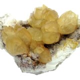 Calcite, amethyst
Specimen size 13 cm, largest calcite crystal 3 cm
(Autor: Tobi)