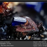 Azurite on Cerussite
fov 4.2 mm
(Autor: ploum)