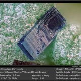 Clinoclase on Chrysocolla
fov 0.5 mm
(Autor: ploum)