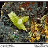 Pyromorphite and goethite
fov 3 mm
(Autor: ploum)