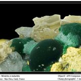Mimetite and Malachite
fov 3 mm
(Autor: ploum)