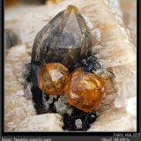 Spessartine, Quartz and Muscovite
fov 9 mm
(Autor: ploum)