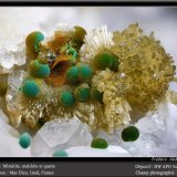 Mimetite, Malachite and Quartz
Fov 4.5 mm
(Autor: ploum)