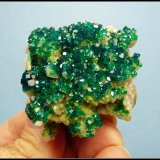 Dioptase on calcite.
52 x 47 x 30 mm
(Autor: Pierre Joubert)