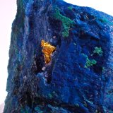 Gold, Shattuckite, Malachite
47 mm x 39 x mm x 32 mm
(Autor: Don Lum)