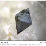 Anatase
Vallon de la Valette, Macizo La Lauzière, Saint-Jean-de-Maurienne, Saboya, Auvergne-Rhône-Alpes, Francia
fov 1.85 mm
(Autor: ploum)