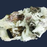 Elbaite with Beryl (variety morganite) and Mica (variety lepidolite) on Albite (variety cleavelandite)
175 x 93 x 85 mm
(Autor: GneissWare)