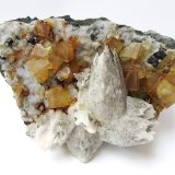 Fluorite, Calcite, Marcasite, Sphalerite
Specimen size 15 cm, largest fluorite crystal 2 cm
(Autor: Tobi)