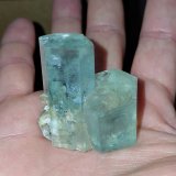 Beryl var. aquamarine, muscovite
Specimen size 4 x 4 cm
(Autor: Tobi)