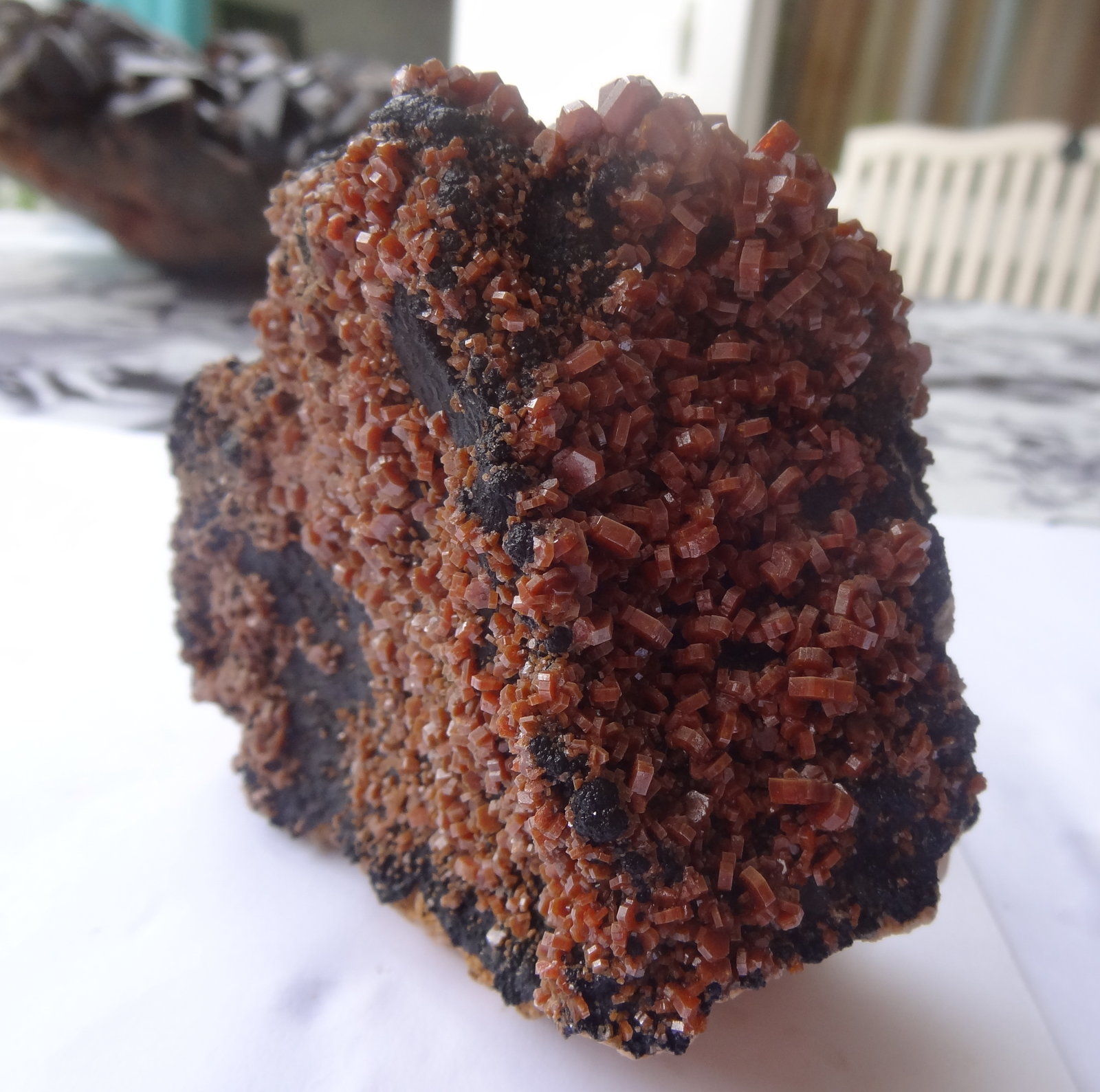 Vanadinite, Mottramite, Barite
10 x 4 x 10 cm
(Autor: Dave van Bladel)