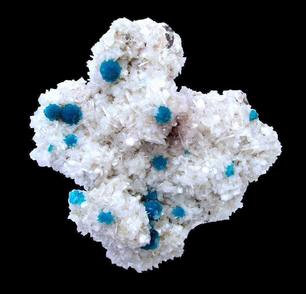 Cavansite, Stilbite
Specimen size 12 cm, largest cavansite 9 mm
(Autor: Tobi)