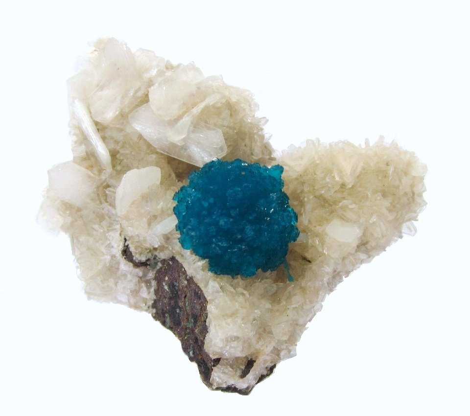 Cavansite, Stilbite
Specimen size 5 cm, cavansite "ball" 13 mm
(Autor: Tobi)