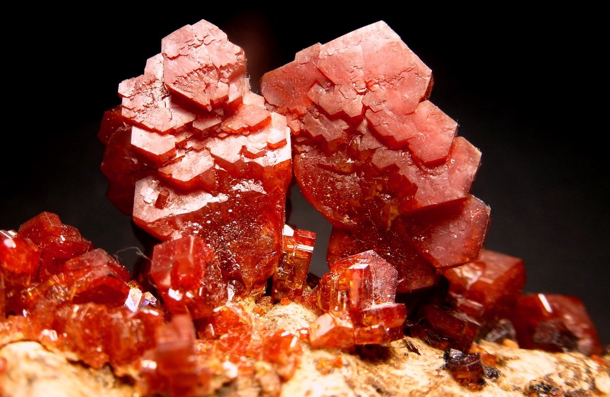 Vanadinita
8 x 5 cm. la pieza, 3 cm. los cristales
(Autor: javier ruiz martin)