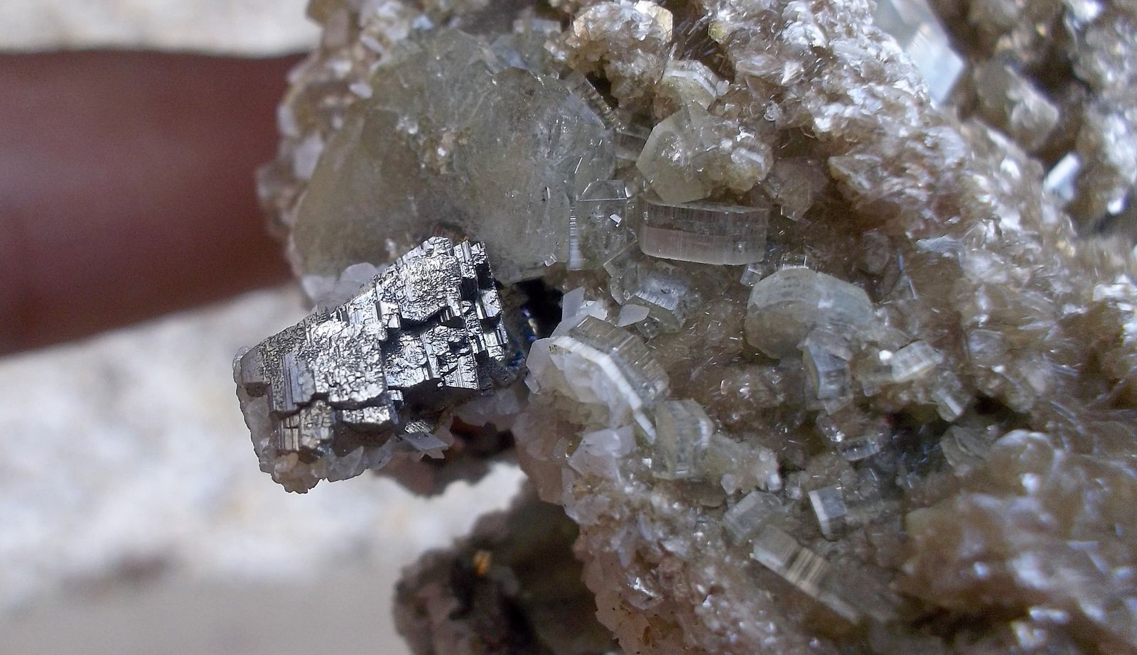 Fluorapatito (Grupo Apatito), Ferberita, Moscovita y Calcita
6,5 x 4,5 cm
(Autor: Cristalino)