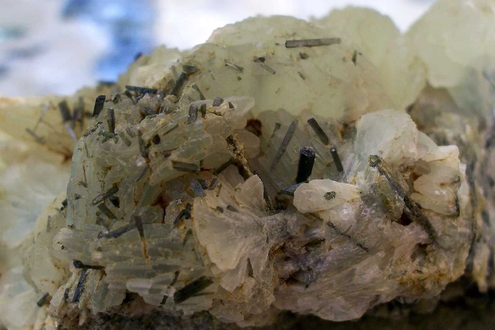Prehnita y augita
Tamaño de la pieza 6 x 4 cm. Detalle de algunos cristales.
(Autor: Cristalino)