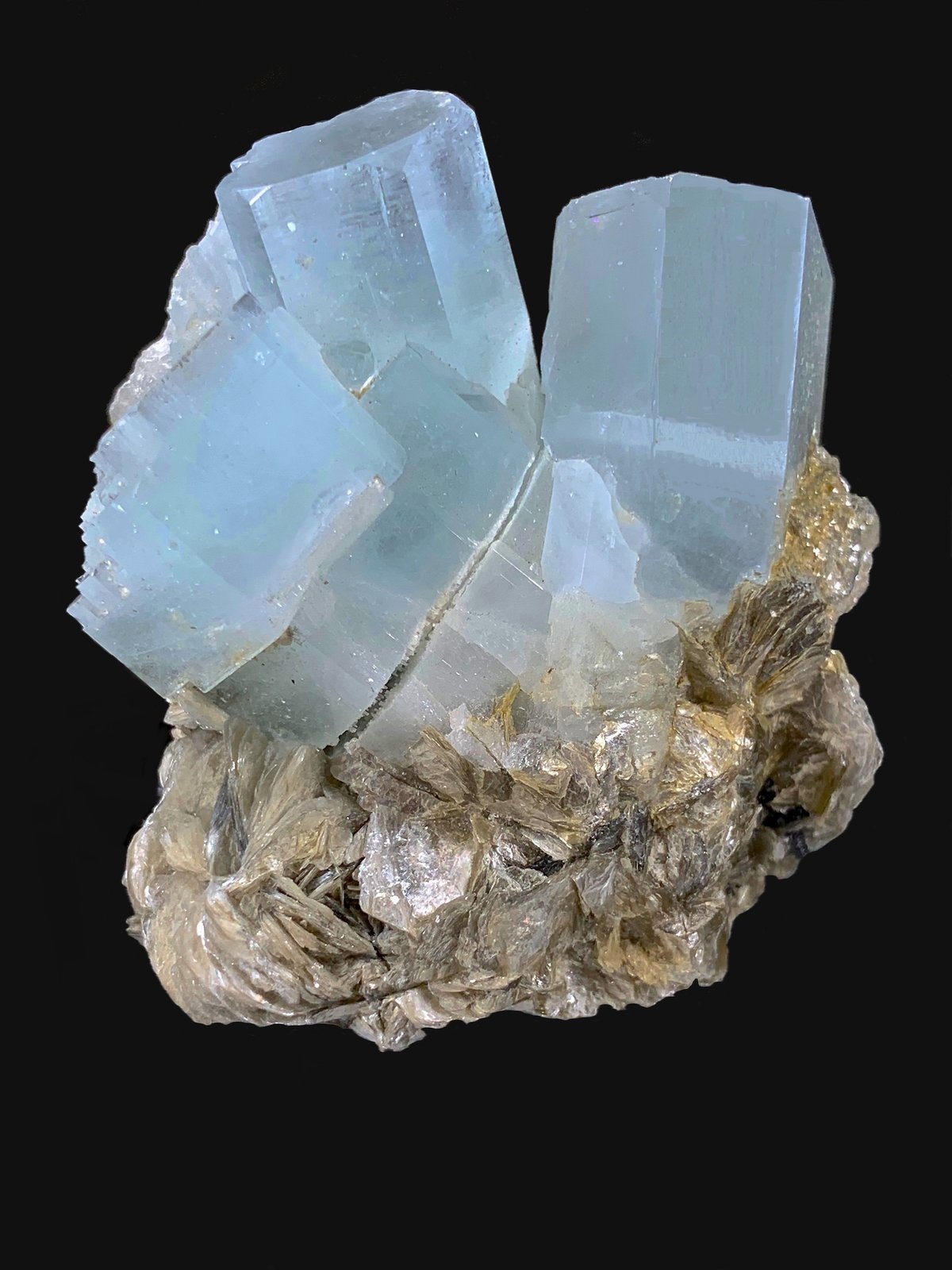 Berilo (variedad aguamarina), Mica
6,1 X 5,9 cm.
(Autor: Xavier bordas)
