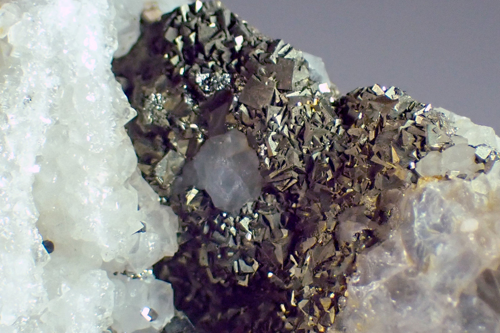 Pirita, Fluorita y Cuarzo
Medida: 7,3 x 5,5 x 4,4 cms
(Autor: Joan Martinez Bruguera)