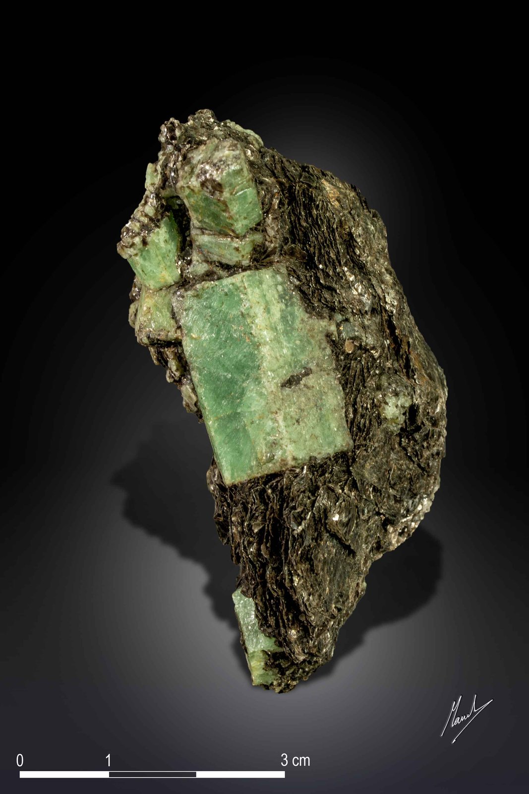 Berilo (variedad esmeralda) con Flogopita
63 X 30 mm
(Autor: Manuel Mesa)