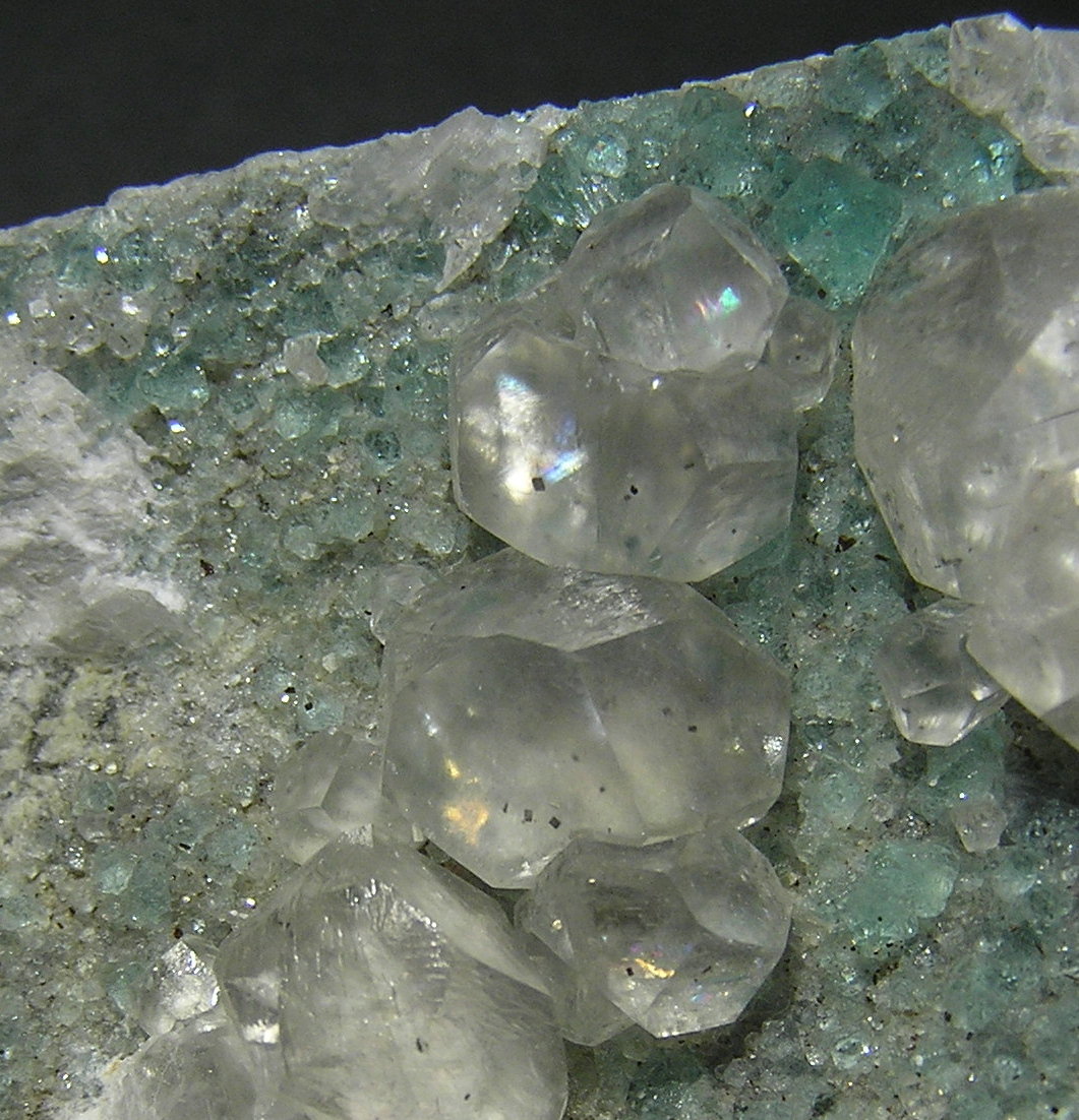 Calcita, Fluorita
Encuadre 4 x 4 cm aprox.
(Autor: Frederic Varela)