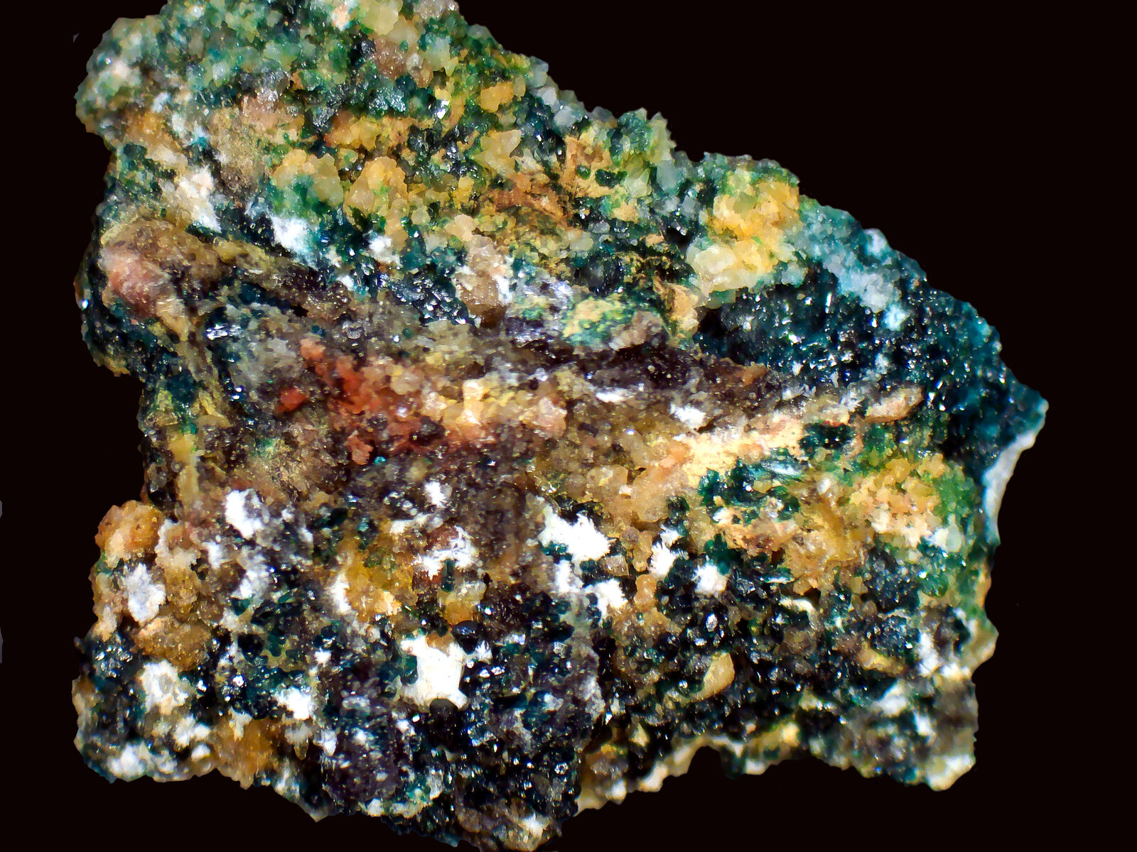 Herbertsmithita
Mina Los Tres Presidentes, zona minera Caracoles, Caracoles, Comuna Sierra Gorda, Provincia Antofagasta, Región Antofagasta, Chile
2 x 2 cm.
(Autor: Antonio P. López)