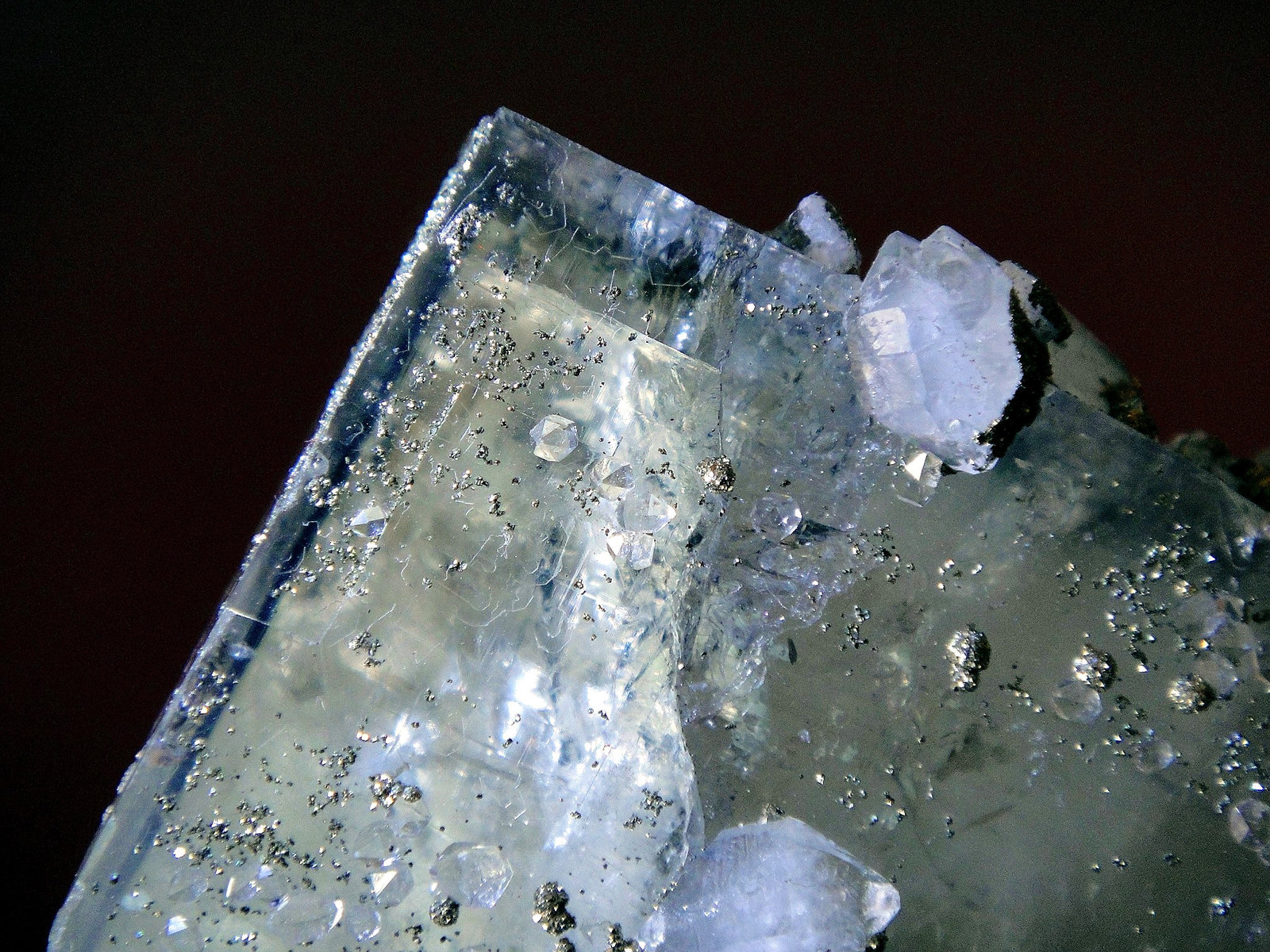 Fluorita, Cuarzo y Pirita
Campo de visión 4 cm.
(Autor: Antonio P. López)