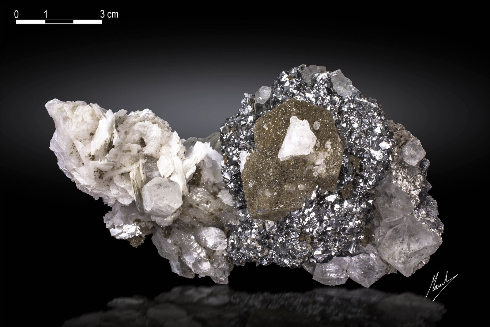 Arsenopirita, Calcita, Cuarzo y Fluorita
141 X 87 mm
(Autor: Manuel Mesa)