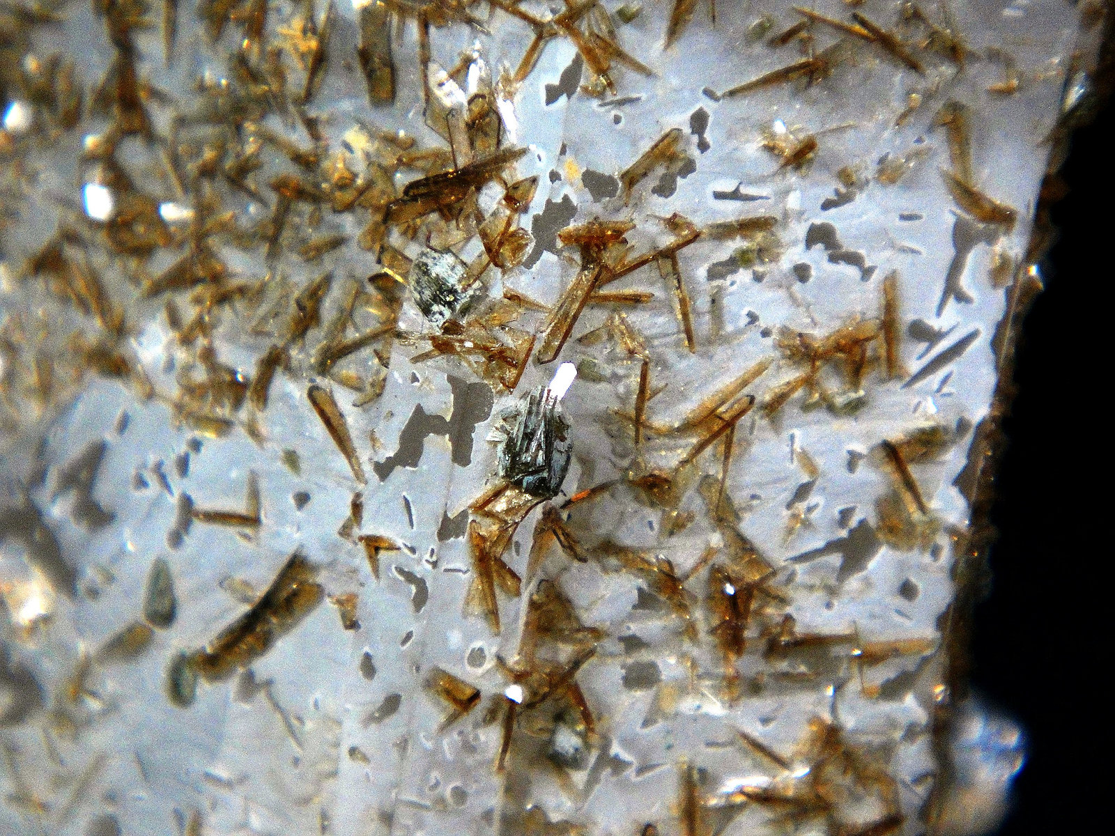 Roscherita, Eosphorita, Cuarzo
Campo de visión 2 cm.
(Autor: Antonio P. López)