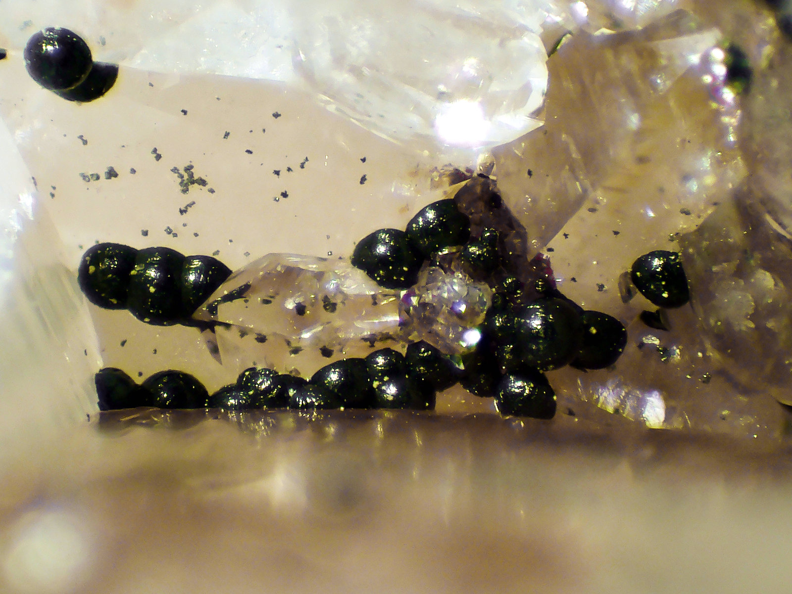 Pseudomalaquita, Goethita, Cuarzo
Campo de visión 2 mm.
(Autor: Antonio P. López)