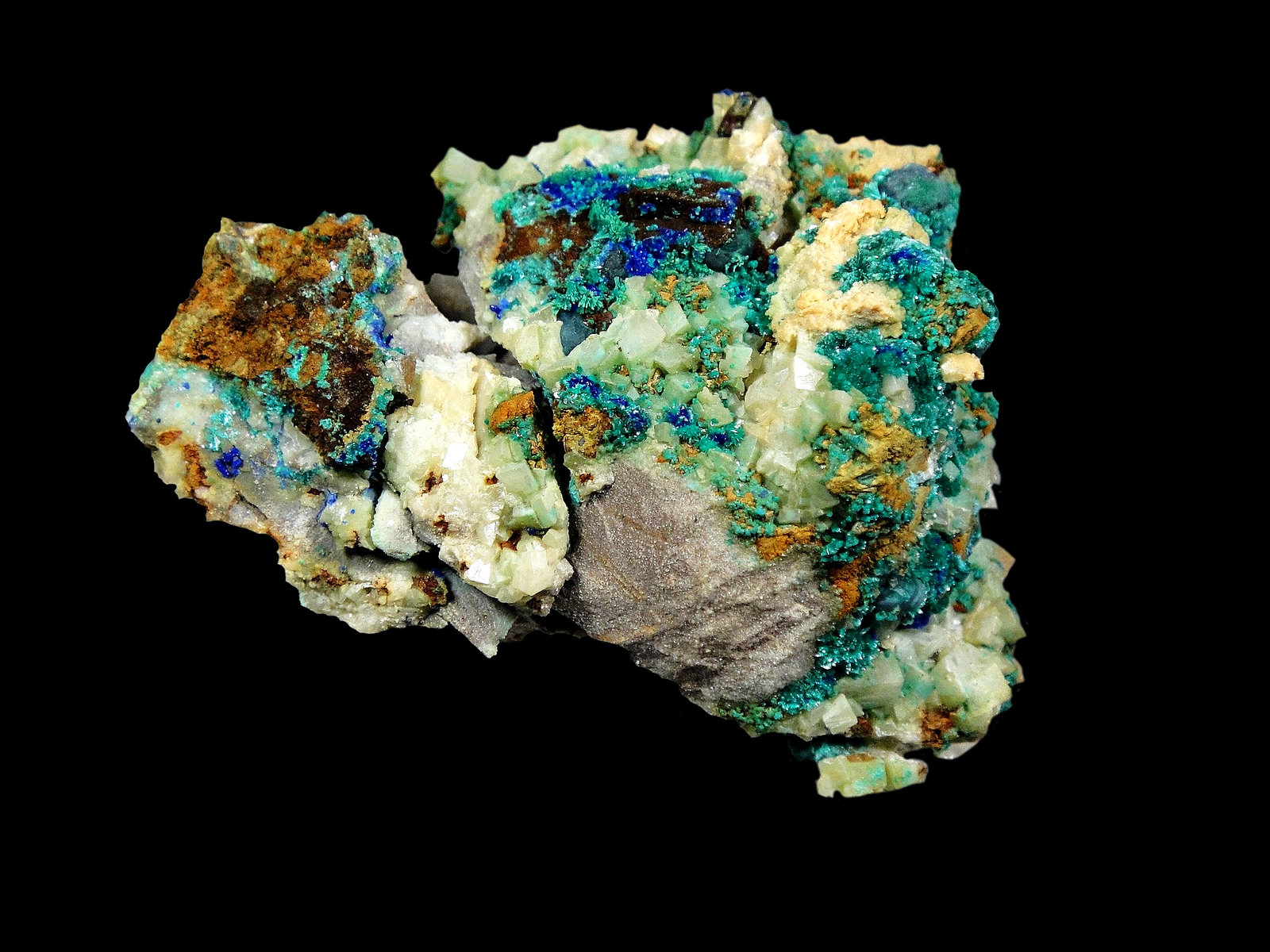 Tyrolita (Tirolita) y Azurita
5 x 4 cm.
(Autor: Antonio P. López)