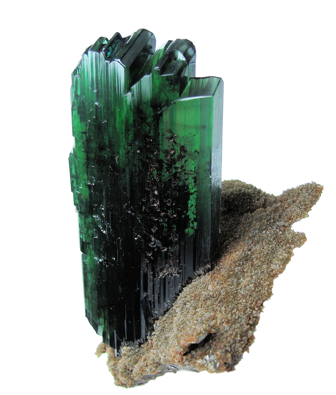 Vivianita, siderita, pirita
Cristal: 82 mm x 38 mm x 11 mm. Matriz: 90 mm x 56
(Autor: Carles Millan)