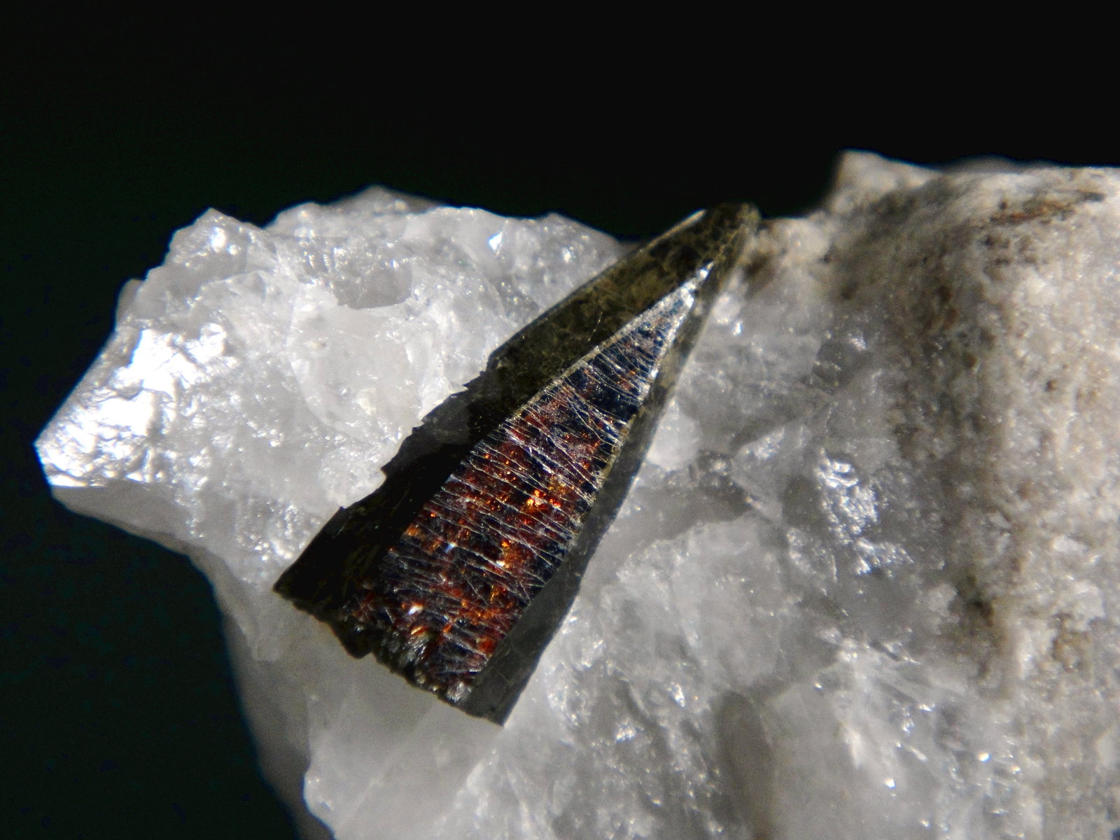 Aegirina, Cuarzo
Cristal de 2,1 cm.
(Autor: Antonio P. López)
