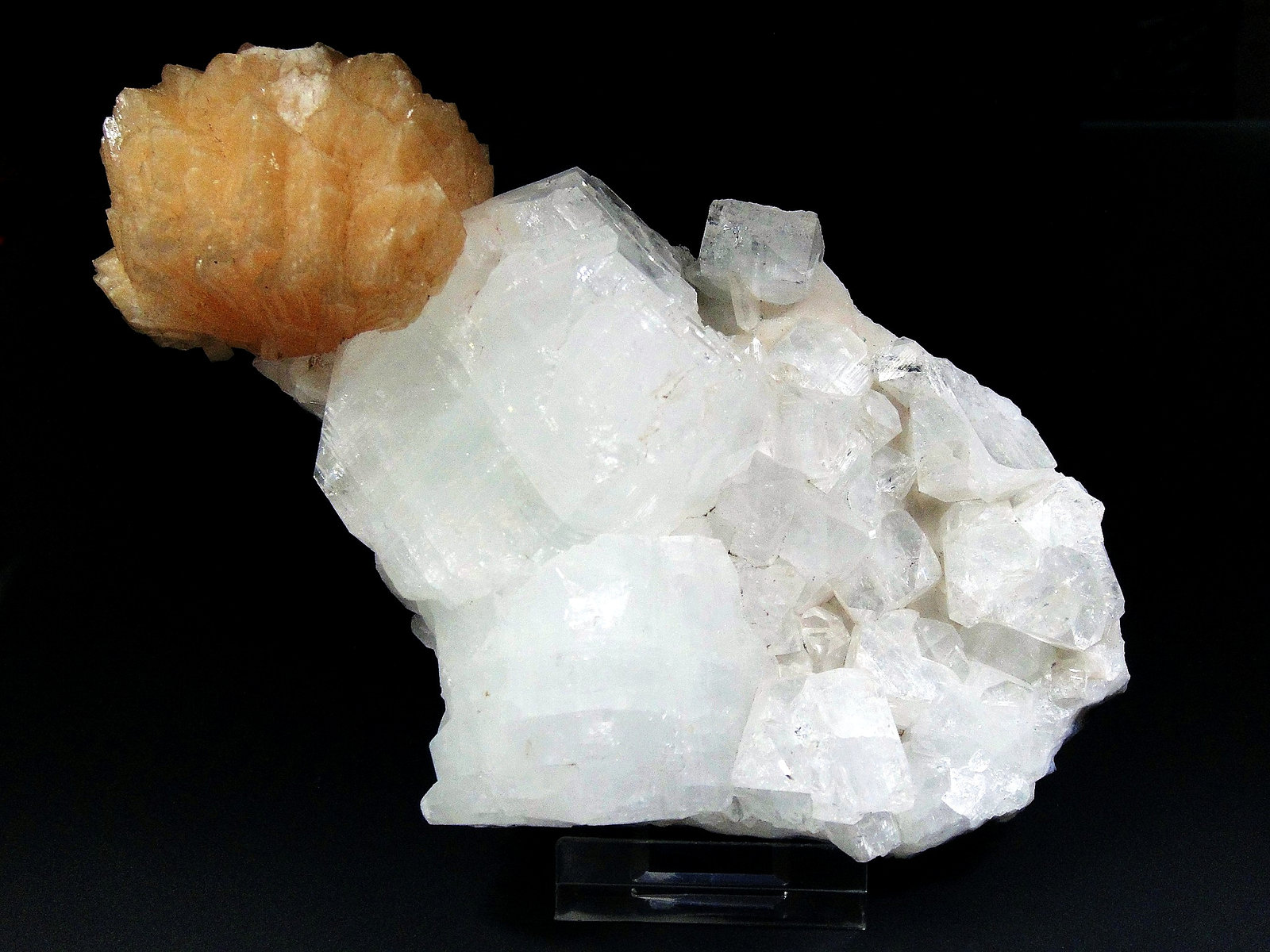 Fluorapophyllita-(K) (Apofilita), Stilbita-Ca (Estilbita-Ca)
15 x 8 cm.
(Autor: Antonio P. López)