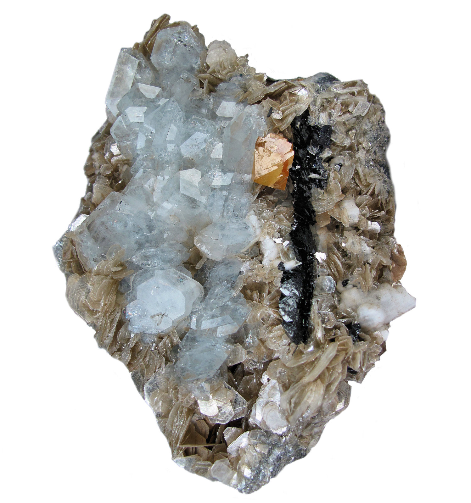 Berilo, casiterita, scheelita, albita, moscovita
115 mm x 84 mm x 34 mm
(Autor: Carles Millan)