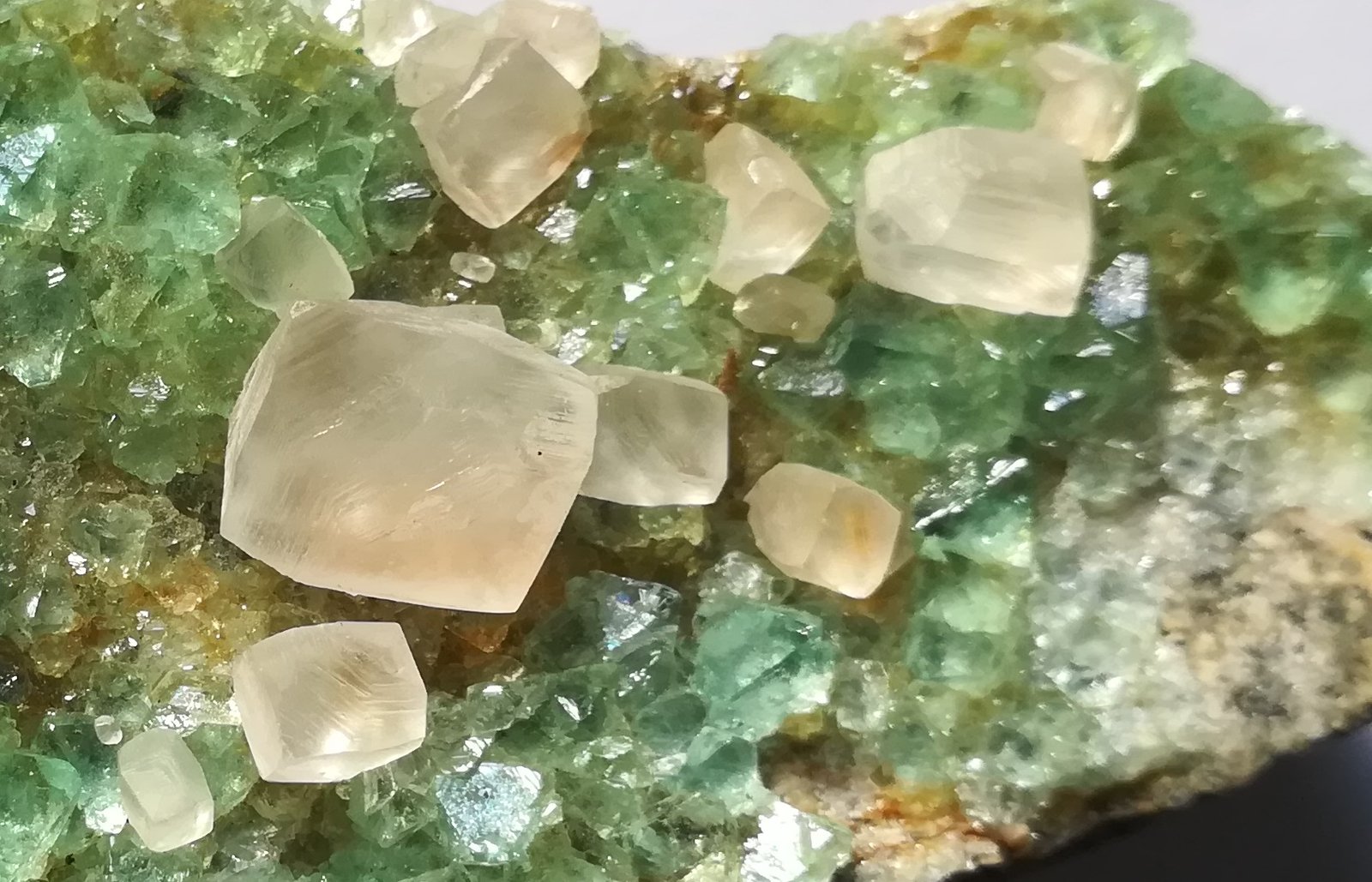 Calcita, Fluorita.
9 x 5 cm.
(Autor: Rafael varela olveira)